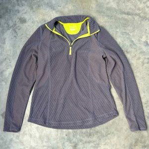 Tek Gear Gray with Green Medium Quilted Fleece 1/4th Zip Up Jacket